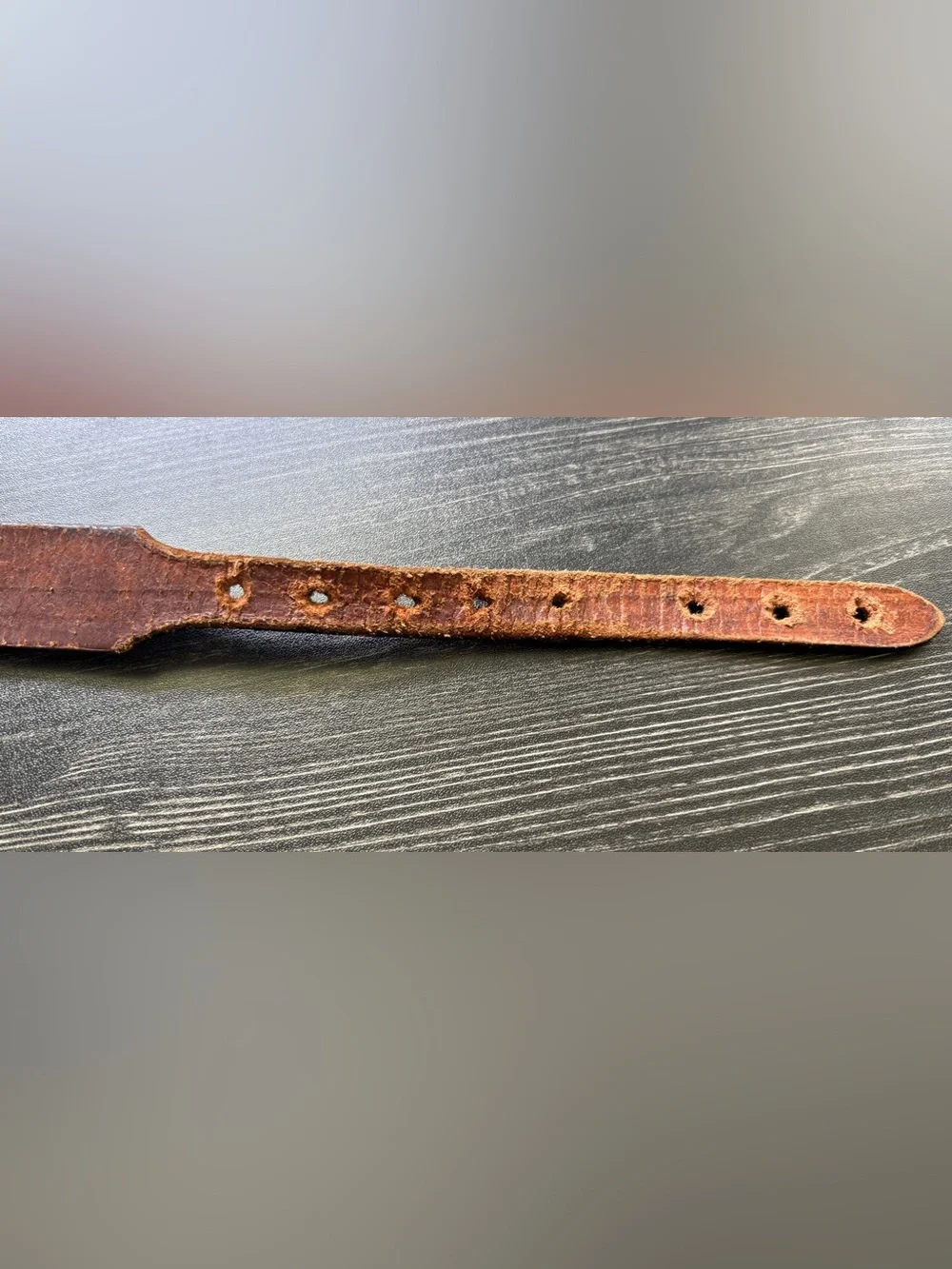 Hand-Tooled Brown Leather Women's Belt with Patina Buckle. SKU 26